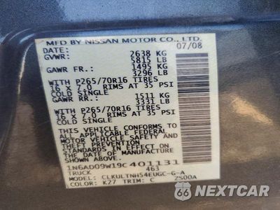 Zdjęcie 12 z 12 samochodu: 2009 NISSAN FRONTIER SE V6 VIN:1N6AD09W19C401131 - miniatura