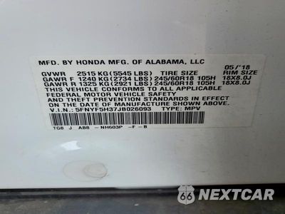 Zdjęcie 14 z 14 samochodu: 2018 HONDA PILOT EXL VIN:5FNYF5H37JB026093 - miniatura