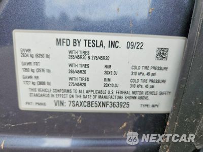Zdjęcie 12 z 12 samochodu: 2022 TESLA MODEL X VIN:7SAXCBE5XNF363925 - miniatura