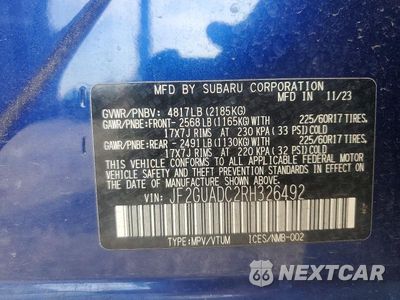 Zdjęcie 12 z 12 samochodu: 2024 SUBARU CROSSTREK PREMIUM VIN:JF2GUADC2RH326492 - miniatura