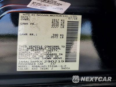 Zdjęcie 12 z 12 samochodu: 2018 NISSAN ALTIMA 2.5 SR VIN:1N4AL3AP9JC290219 - miniatura
