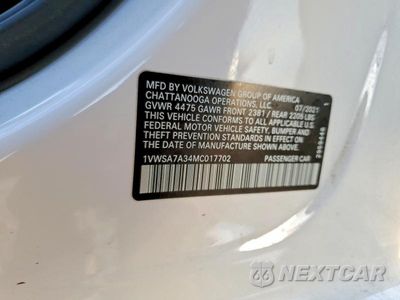 Zdjęcie 12 z 12 samochodu: 2021 VOLKSWAGEN PASSAT SE VIN:1VWSA7A34MC017702 - miniatura