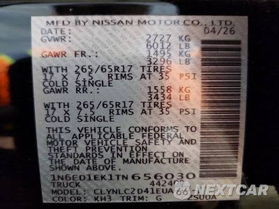 Zdjęcie 12 z 12 samochodu: 2026 NISSAN FRONTIER SV VIN:1N6ED1EK1TN656030 - miniatura