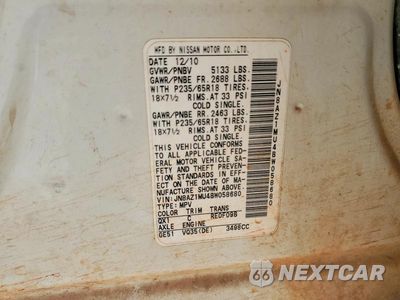 Zdjęcie 13 z 13 samochodu: 2011 NISSAN MURANO S VIN:JN8AZ1MU4BW058680 - miniatura