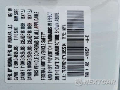 Zdjęcie 13 z 13 samochodu: 2019 HONDA CR-V EXL VIN:7FARW2H87KE052214 - miniatura