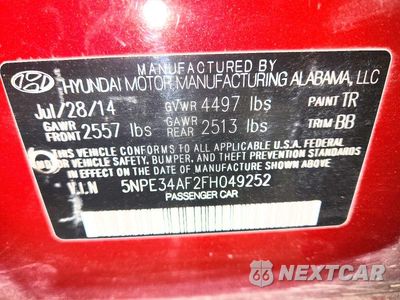 Zdjęcie 12 z 12 samochodu: 2015 HYUNDAI SONATA LIMITED VIN:5NPE34AF2FH049252 - miniatura