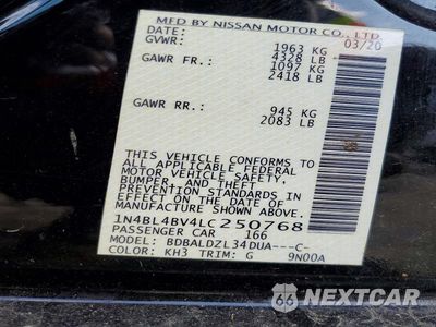 Zdjęcie 12 z 12 samochodu: 2020 NISSAN ALTIMA S VIN:1N4BL4BV4LC250768 - miniatura