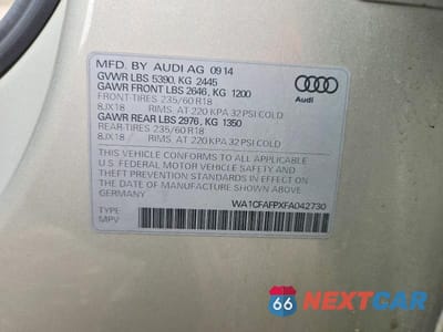 Zdjęcie 13 z 13 samochodu: 2015 AUDI Q5 PREMIUM VIN:WA1CFAFPXFA042730 - miniatura