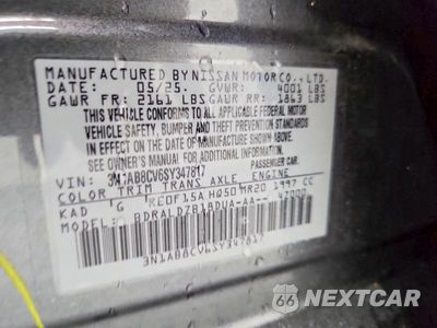 Zdjęcie 13 z 13 samochodu: 2025 NISSAN SENTRA SV VIN:3N1AB8CV6SY347817 - miniatura