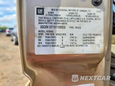 Zdjęcie 12 z 12 samochodu: 2005 CHEVROLET SILVERADO K1500 VIN:2GCEK13T151106853 - miniatura