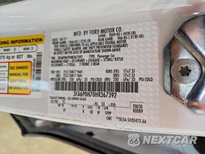 Zdjęcie 12 z 12 samochodu: 2017 FORD FUSION SE VIN:3FA6P0H70HR367392 - miniatura