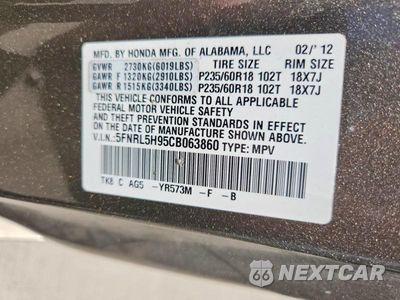 Zdjęcie 13 z 13 samochodu: 2012 HONDA ODYSSEY TOURING VIN:5FNRL5H95CB063860 - miniatura