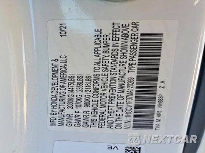 Zdjęcie 12 z 12 samochodu: 2021 HONDA ACCORD SPORT VIN:1HGCV1F37MA120269 - miniatura