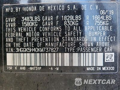 Zdjęcie 13 z 13 samochodu: 2019 HONDA FIT LX VIN:3HGGK5H40KM737827 - miniatura