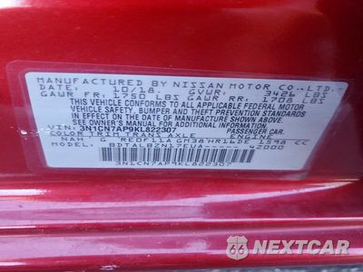 Zdjęcie 13 z 13 samochodu: 2019 NISSAN VERSA SV VIN:3N1CN7AP9KL822307 - miniatura