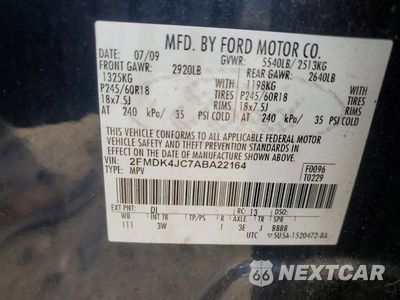 Zdjęcie 12 z 12 samochodu: 2010 FORD EDGE SEL VIN:2FMDK4JC7ABA22164 - miniatura