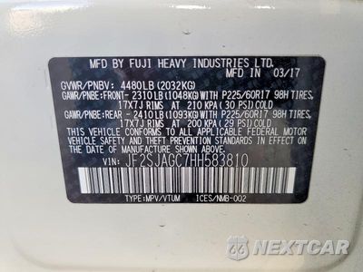 Zdjęcie 13 z 13 samochodu: 2017 SUBARU FORESTER 2.5I PREMIUM VIN:JF2SJAGC7HH583810 - miniatura