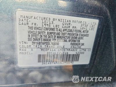 Zdjęcie 13 z 13 samochodu: 2013 NISSAN SENTRA S VIN:3N1AB7AP2DL793090 - miniatura