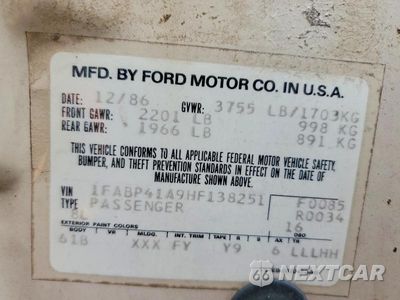 Zdjęcie 12 z 12 samochodu: 1987 FORD MUSTANG LX VIN:1FABP41A9HF138251 - miniatura