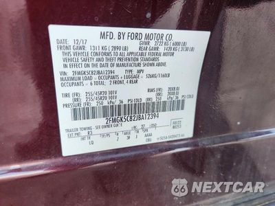 Zdjęcie 13 z 13 samochodu: 2018 FORD FLEX SEL VIN:2FMGK5C82JBA12394 - miniatura