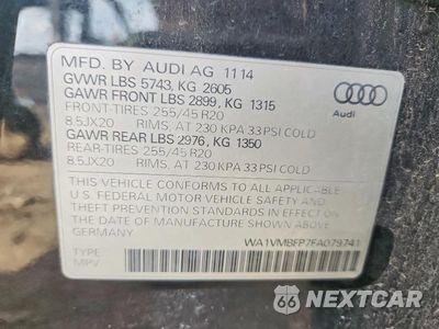 Zdjęcie 13 z 13 samochodu: 2015 AUDI Q5 TDI PRESTIGE VIN:WA1VMBFP7FA079741 - miniatura