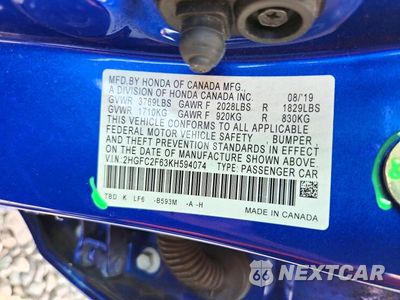 Zdjęcie 12 z 12 samochodu: 2019 HONDA CIVIC LX VIN:2HGFC2F63KH594074 - miniatura