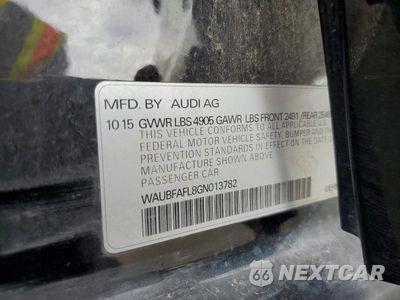 Zdjęcie 12 z 12 samochodu: 2016 AUDI A4 PREMIUM S-LINE VIN:WAUBFAFL8GN013782 - miniatura