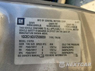Zdjęcie 12 z 12 samochodu: 2007 CHEVROLET SILVERADO C1500 VIN:1GCEC19C97Z536659 - miniatura