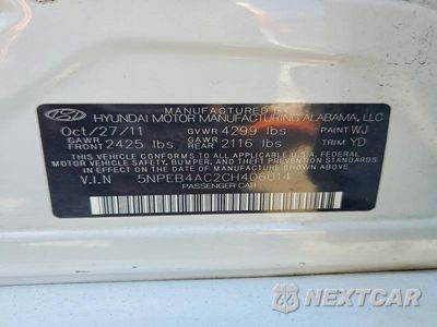 Zdjęcie 12 z 12 samochodu: 2012 HYUNDAI SONATA GLS VIN:5NPEB4AC2CH406014 - miniatura