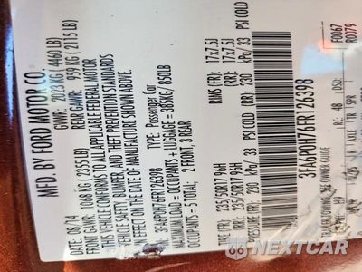Zdjęcie 13 z 13 samochodu: 2015 FORD FUSION SE VIN:3FA6P0H76FR126398 - miniatura