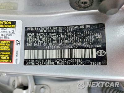 Zdjęcie 13 z 13 samochodu: 2018 TOYOTA CAMRY XLE VIN:4T1B11HK0JU053742 - miniatura