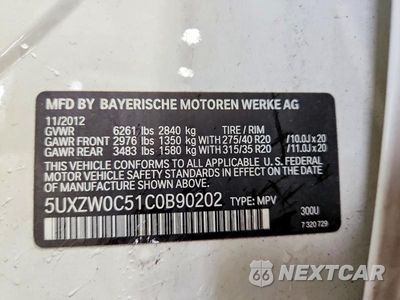 Zdjęcie 13 z 13 samochodu: 2012 BMW X5 XDRIVE35D VIN:5UXZW0C51C0B90202 - miniatura