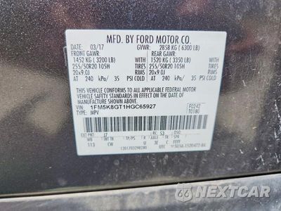 Zdjęcie 13 z 13 samochodu: 2017 FORD EXPLORER SPORT VIN:1FM5K8GT1HGC65927 - miniatura