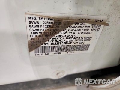 Zdjęcie 14 z 14 samochodu: 2014 HONDA PILOT LX VIN:5FNYF4H22EB029362 - miniatura