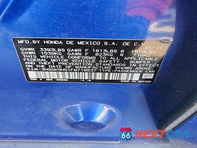 Zdjęcie 12 z 12 samochodu: 2015 HONDA FIT LX VIN:3HGGK5H51FM718637 - miniatura