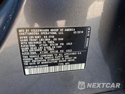 Zdjęcie 13 z 13 samochodu: 2018 VOLKSWAGEN ATLAS SEL PREMIUM VIN:1V2NR2CA5JC560686 - miniatura