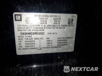 Zdjęcie 13 z 13 samochodu: 2017 CHEVROLET SUBURBAN K1500 LT VIN:1GNSKHKC0HR242620 - miniatura