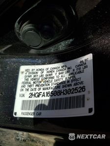 Zdjęcie 12 z 12 samochodu: 2008 HONDA CIVIC LX VIN:2HGFA16508H302526 - miniatura