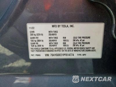 Zdjęcie 14 z 14 samochodu: 2023 TESLA MODEL Y VIN:7SAYGDEE1PF614774 - miniatura