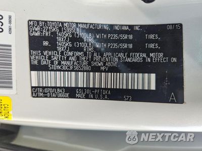 Zdjęcie 14 z 14 samochodu: 2015 TOYOTA SIENNA LIMITED PREMIUM 7-PASSENGER VIN:5TDYK3DC3FS652880 - miniatura