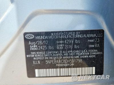 Zdjęcie 12 z 12 samochodu: 2013 HYUNDAI SONATA GLS VIN:5NPEB4AC8DH591798 - miniatura