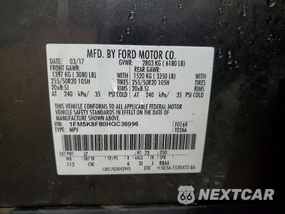 Zdjęcie 13 z 13 samochodu: 2017 FORD EXPLORER LIMITED VIN:1FM5K8F80HGC36996 - miniatura
