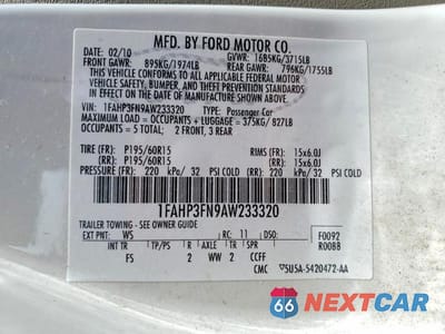 Zdjęcie 12 z 12 samochodu: 2010 FORD FOCUS SE VIN:1FAHP3FN9AW233320 - miniatura