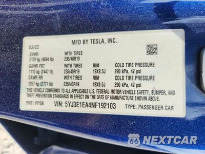 Zdjęcie 12 z 12 samochodu: 2022 TESLA MODEL 3 VIN:5YJ3E1EA4NF192103 - miniatura