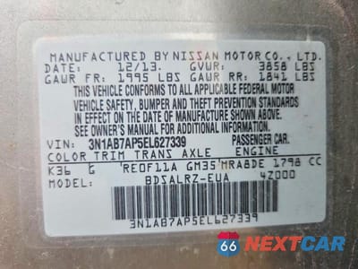 Zdjęcie 12 z 12 samochodu: 2014 NISSAN SENTRA SR VIN:3N1AB7AP5EL627339 - miniatura