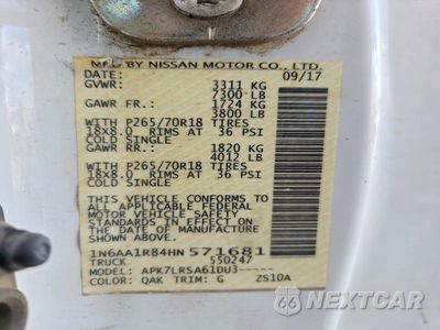 Zdjęcie 13 z 13 samochodu: 2017 NISSAN TITAN S VIN:1N6AA1R84HN571681 - miniatura
