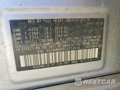Zdjęcie 12 z 12 samochodu: 2012 SUBARU LEGACY 2.5I VIN:4S3BMBA60C3034938 - miniatura