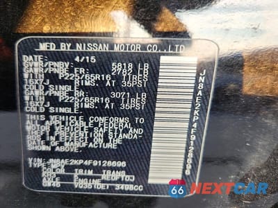 Zdjęcie 13 z 13 samochodu: 2015 NISSAN QUEST 3.5 SV VIN:JN8AE2KP4F9128696 - miniatura