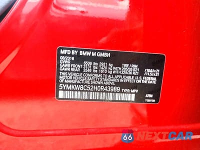 Zdjęcie 12 z 12 samochodu: 2017 BMW X6 M VIN:5YMKW8C52H0R43989 - miniatura