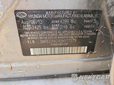 Zdjęcie 13 z 13 samochodu: 2013 HYUNDAI SONATA SE VIN:5NPEC4AC4DH577278 - miniatura